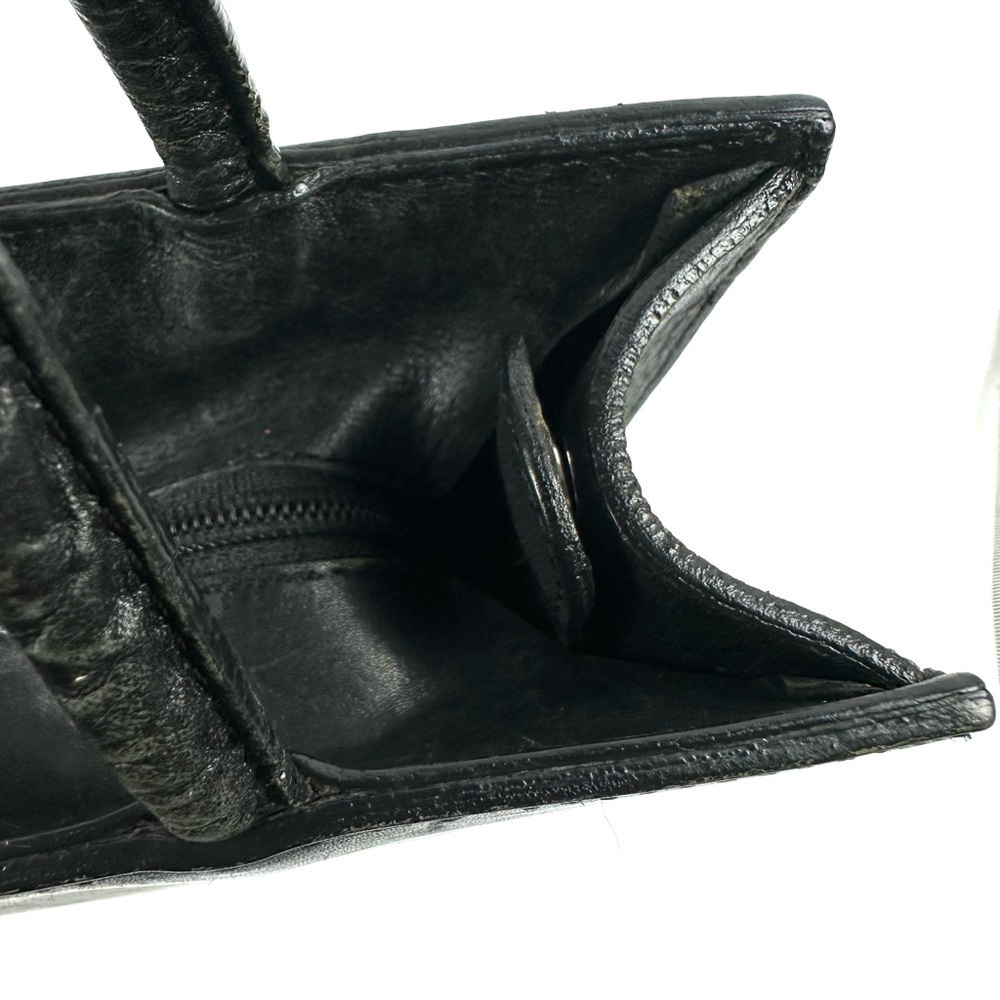 Overland Vintage Handbag Black Leather Double Handles Made In USA Purse - Picture 7 of 12